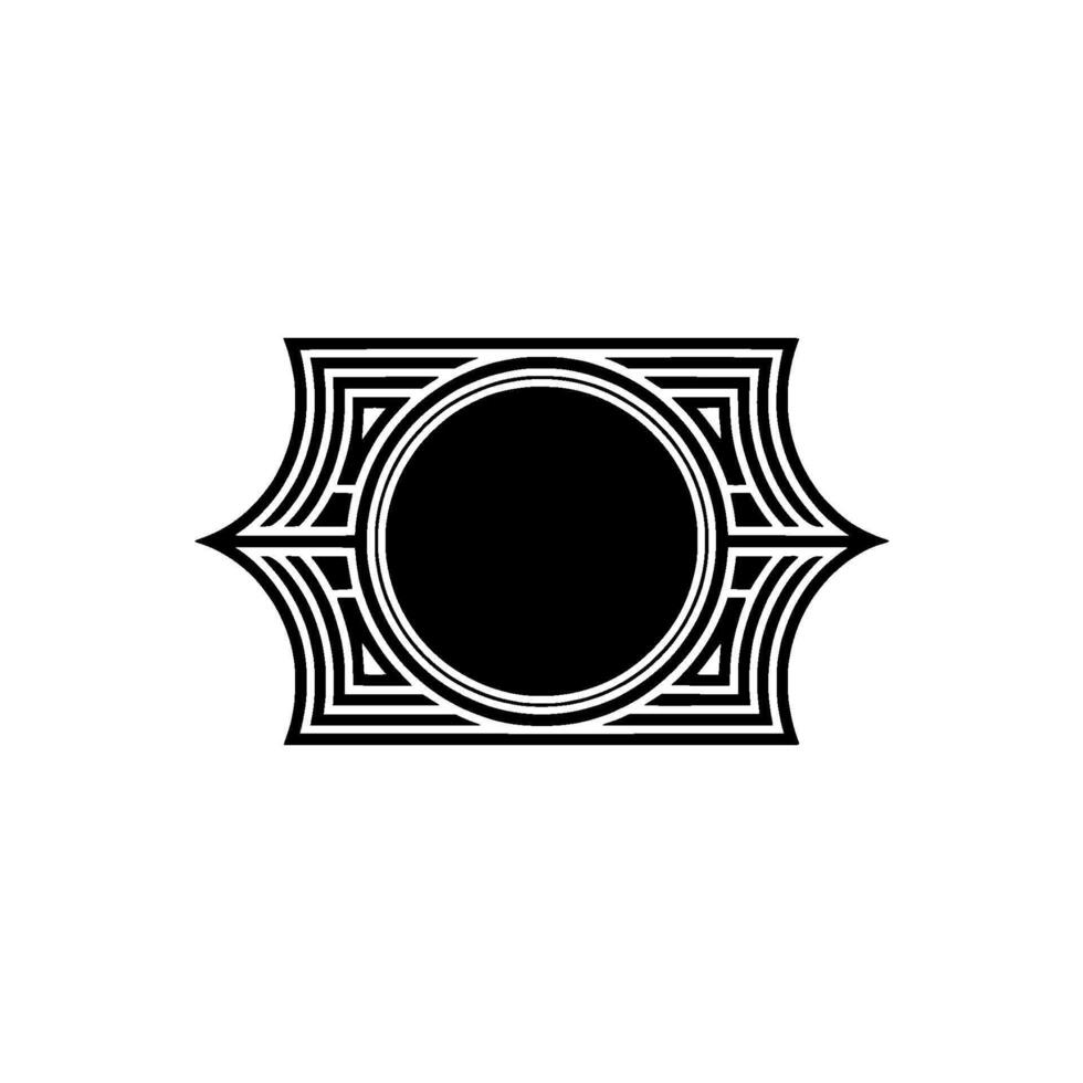 Geometric Deco Frame,Minimalist , Elegant Outline - Circular vector
