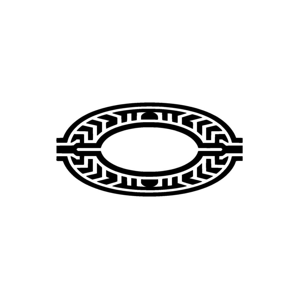 Geometric Oval Ornament, Minimalist , Circular Motif vector