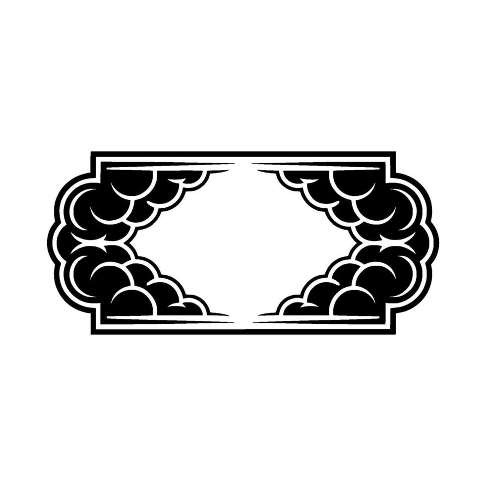 Celestial Frame Cloud Motif, Vintage vector