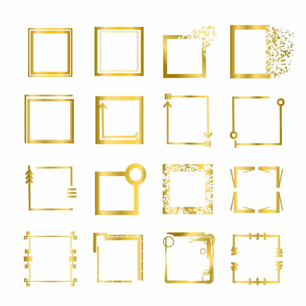 Elegant Gold Square Frames Set vector