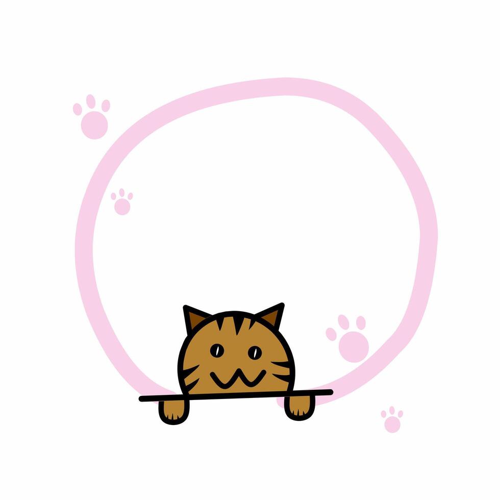 Cat Circle Border Kawaii vector