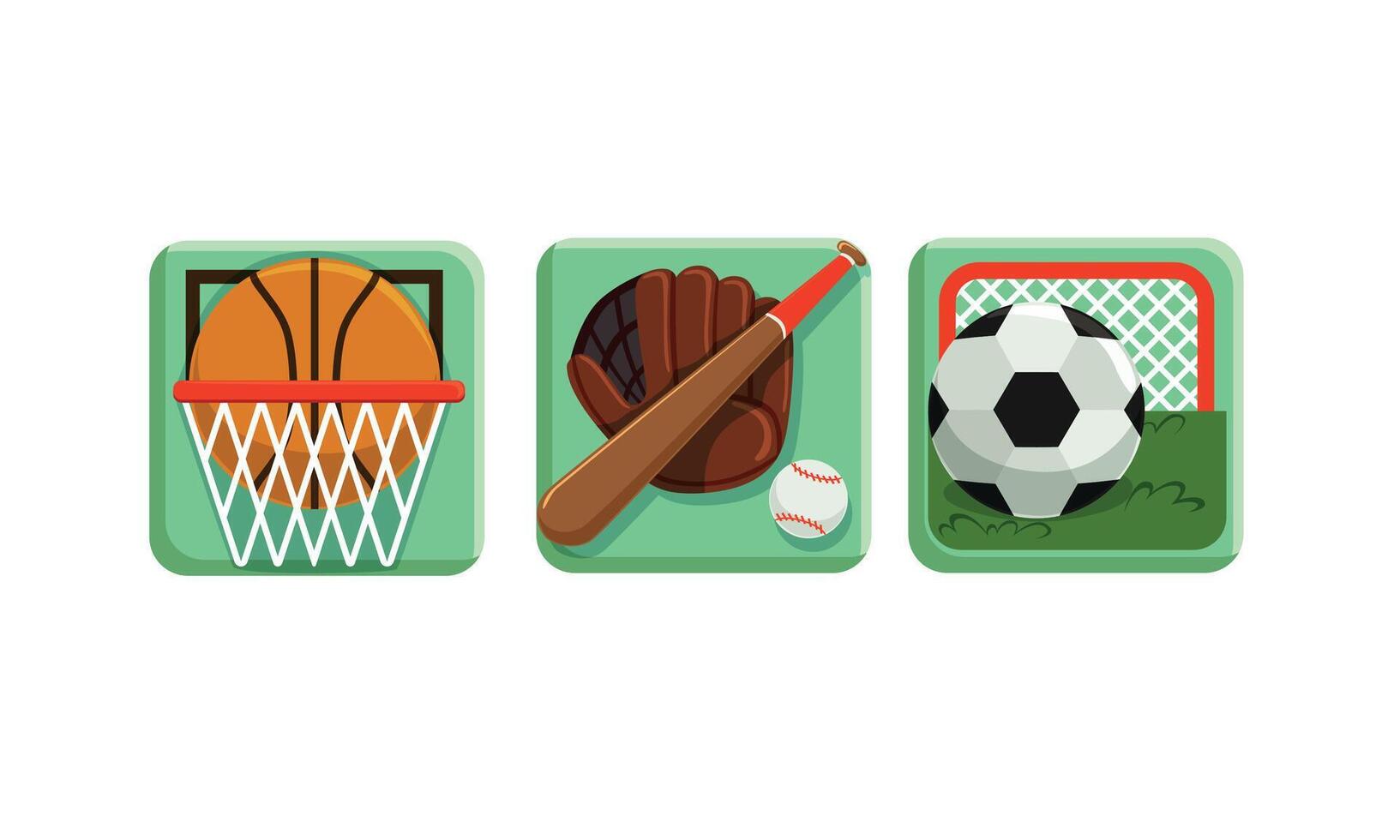 Sport Game Icons with Baseball Bat and Football Set vector