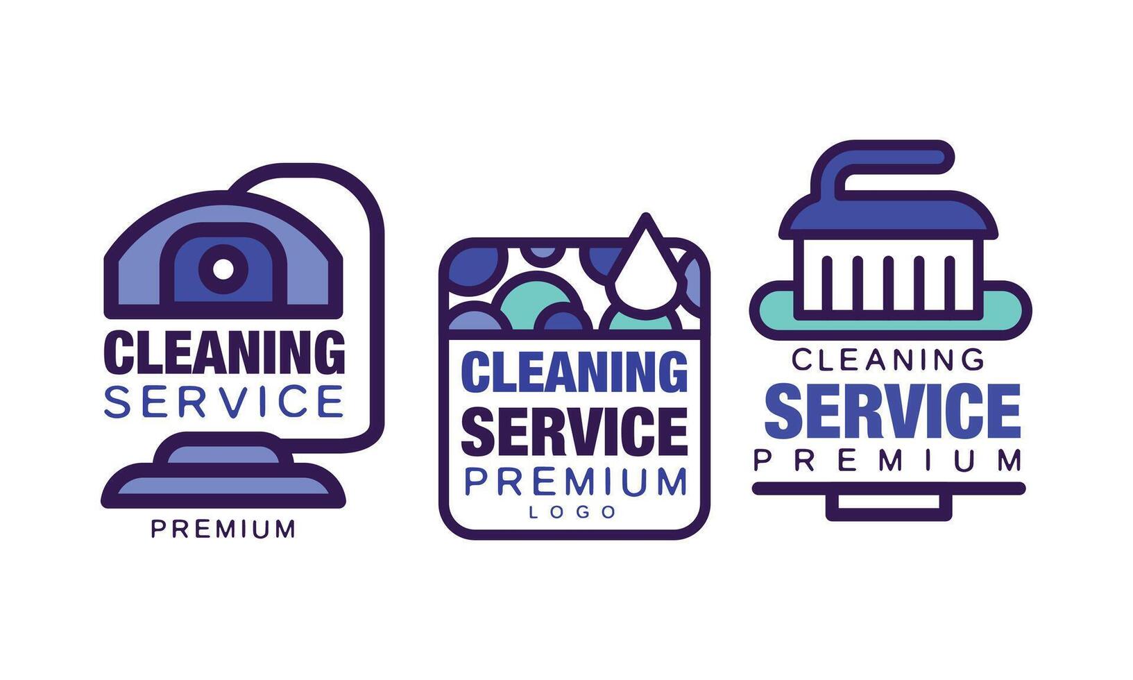 Cleaning Service Logo Template with Drop and Brush Set vector