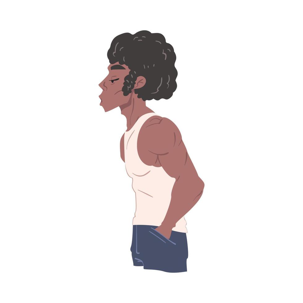 Young African American Man Dressed in Casual Clothes Cartoon Style Illustration vector