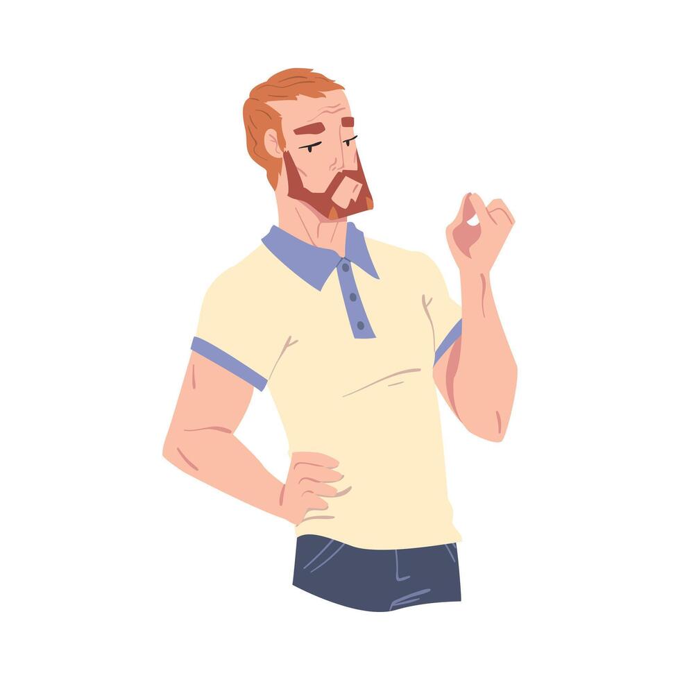 Confident Bearded Man in Casual Clothes Cartoon Style Illustration vector