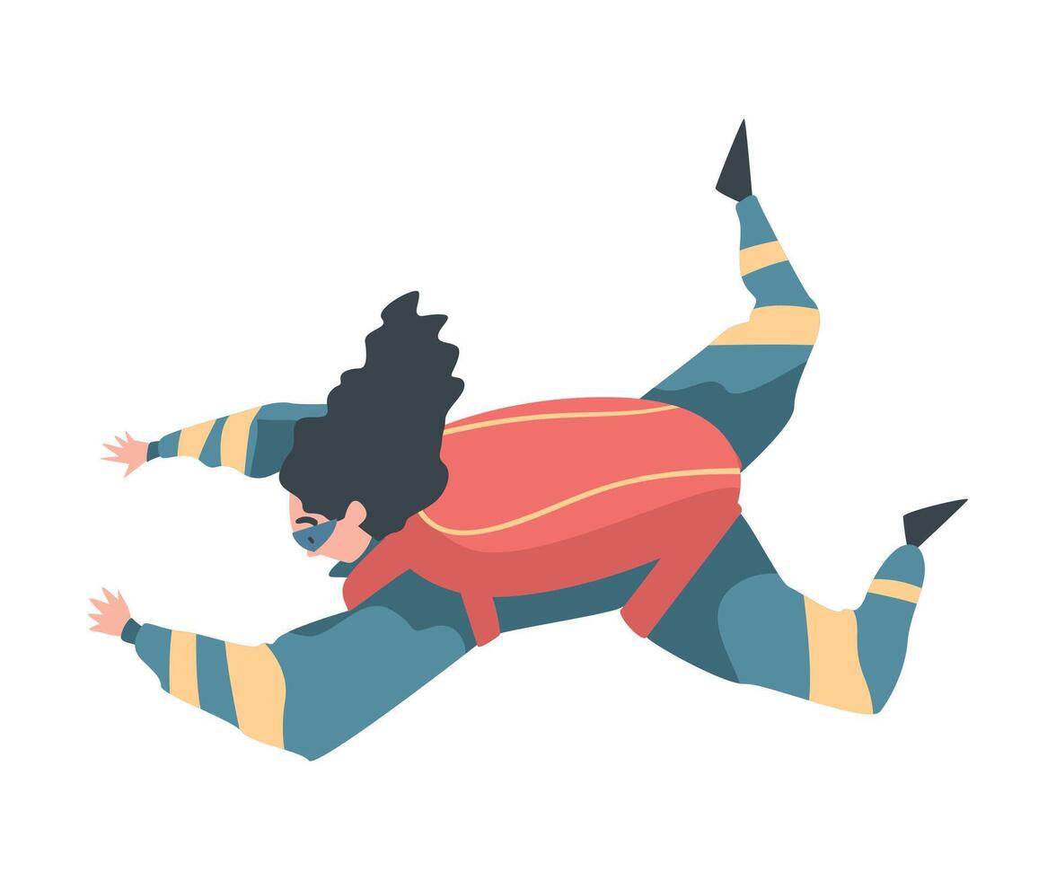 Skydiver Doing Freefall, Person Jumping with Parachute, Skydiving Parachuting Extreme Sport Cartoon Style Illustration vector