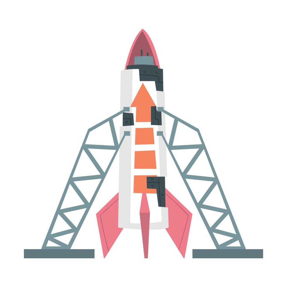 Space Rocket Launch, Business Project Start Up Concept Cartoon Style Illustration vector