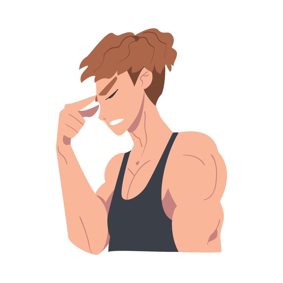 Embarrassed Young Man Covering his Face with Hand, Regretful Guy Character Cartoon Style Illustration vector