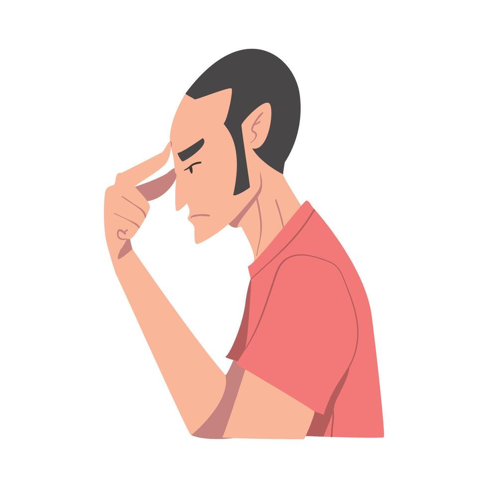Embarrassed Man Covering his Face with Hand, Regretful Person Sorry, Apologizing and Admitting His Guilt Style Illustration Cartoon Style Illustration vector