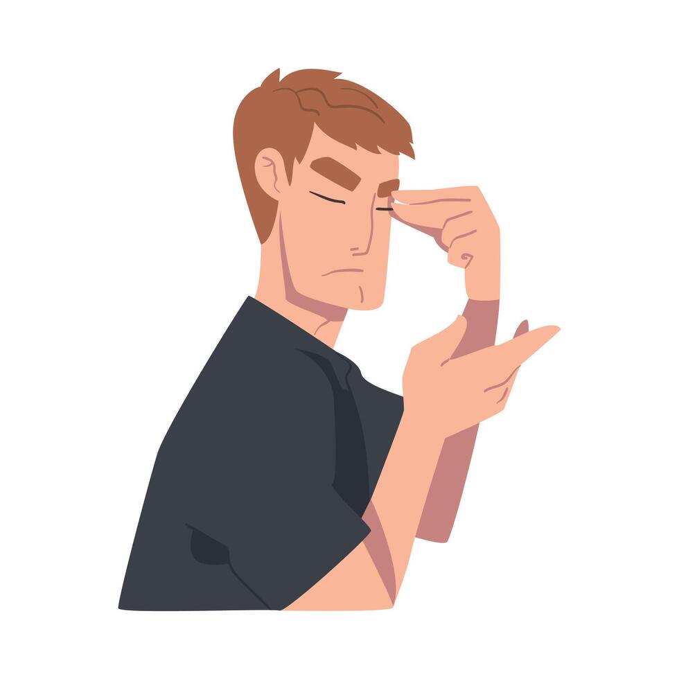 Regretful Young Man Sorry, Apologizing and Admitting Her Guilt Cartoon Style Illustration vector