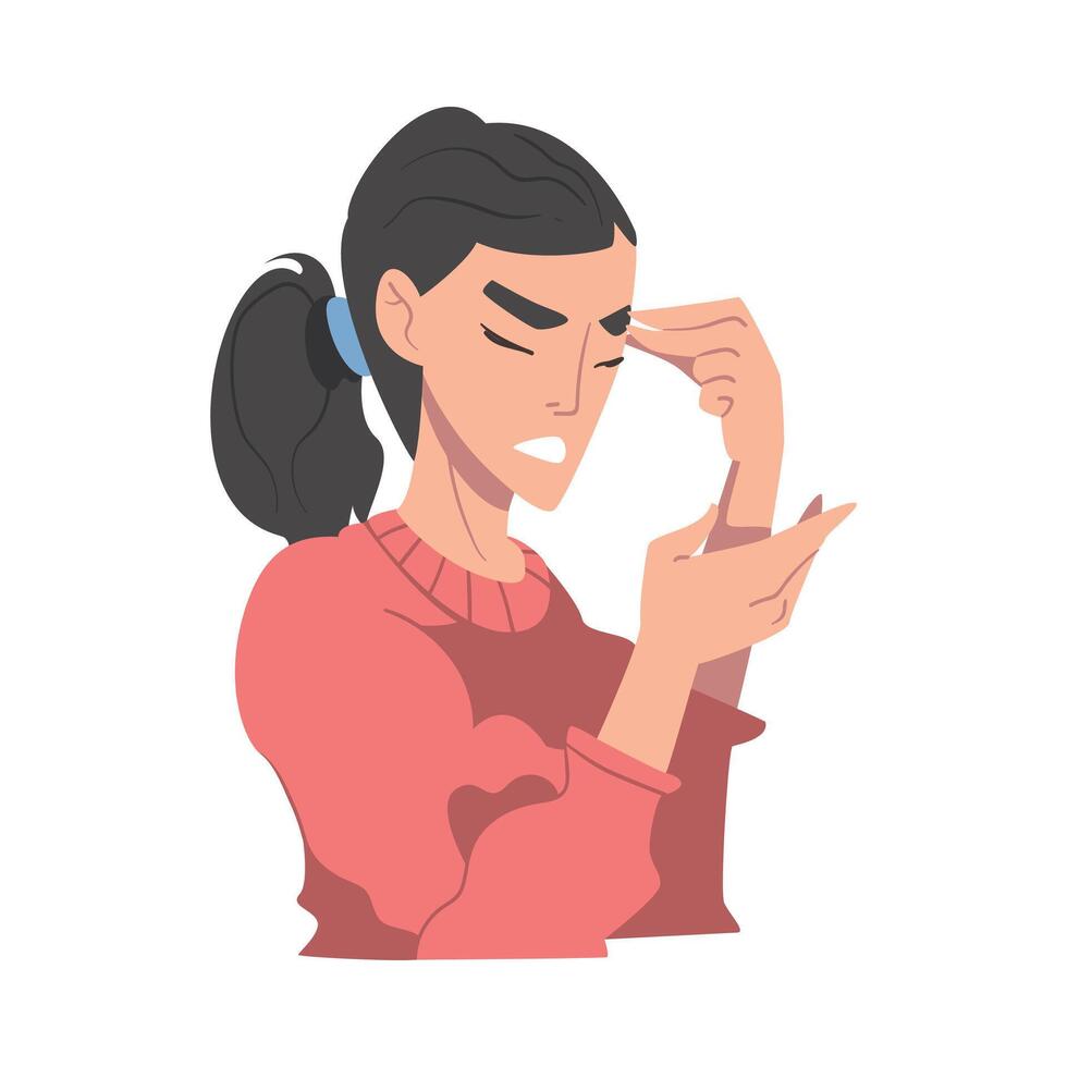 Embarrassed Woman, Regretful Person Sorry, Apologizing and Admitting His Guilt Cartoon Style Illustration vector