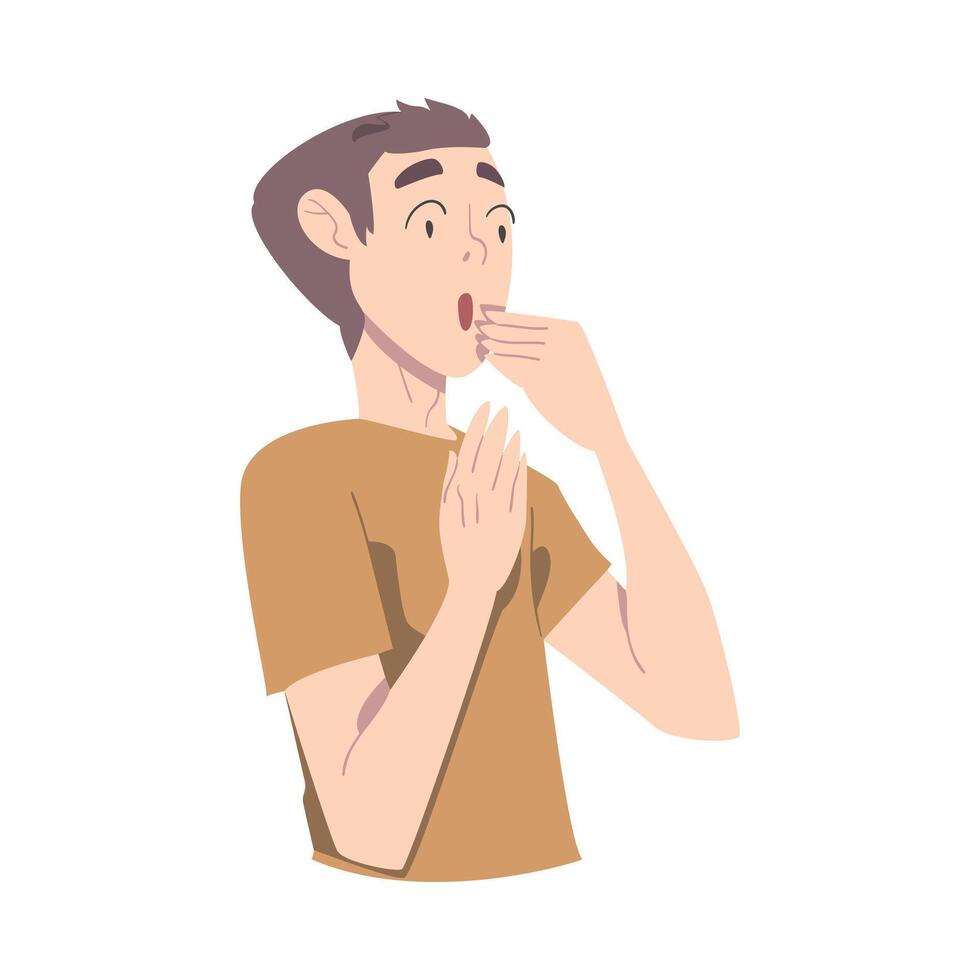 Surprised Guy, Teenage Boy Looking Shocked Cartoon Style Illustration vector