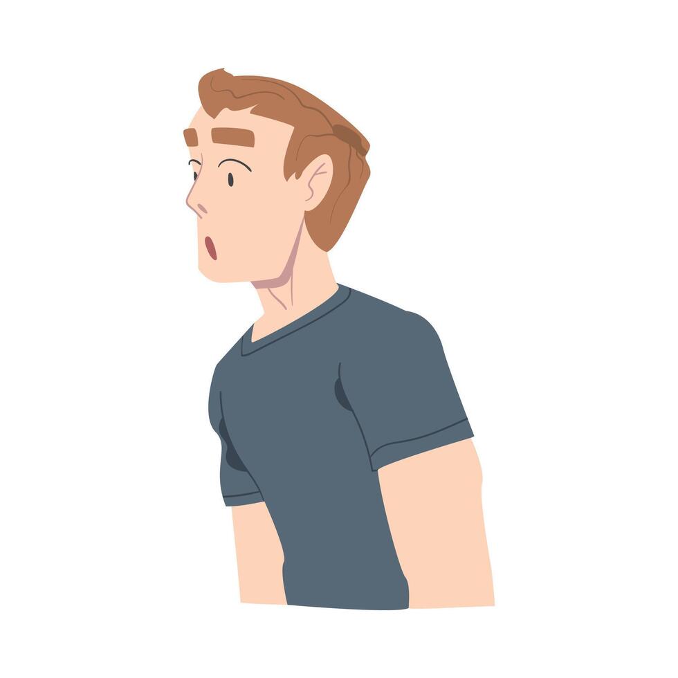 Surprised Guy, Young Man Looking Shocked and Frightened Cartoon Style Illustration vector