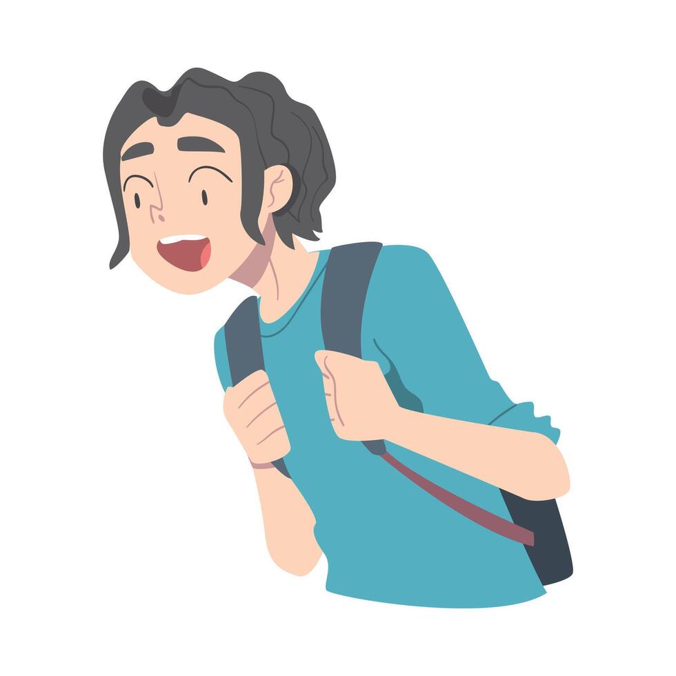 Smiling Surprised Girl, Teen Girl with Happy Face Expression Cartoon Style Illustration vector