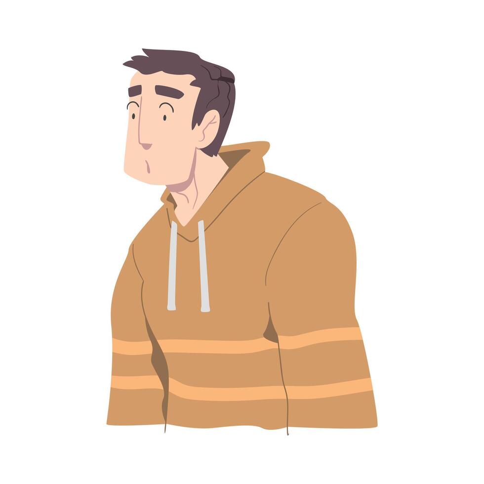 Surprised and Shocked Young Man, Guy with Frightened Face Expression Cartoon Style Illustration vector
