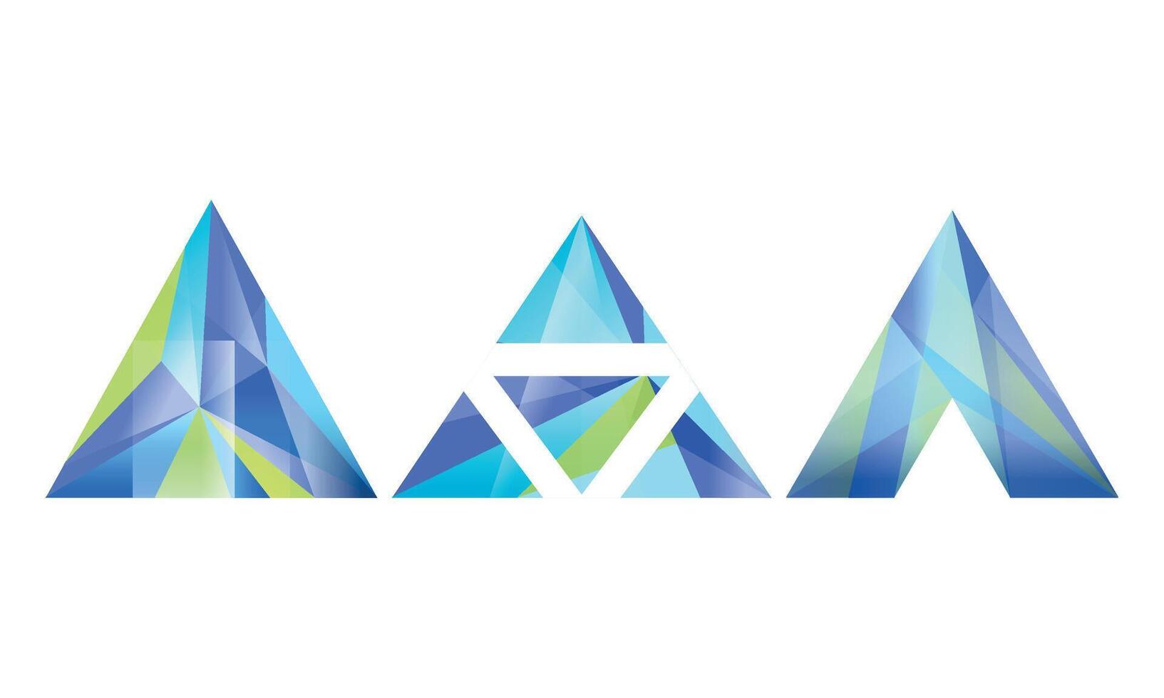 Abstract Geometric Shapes Set, Faceted Crystal Triangular Gems Web Design Element Illustration vector