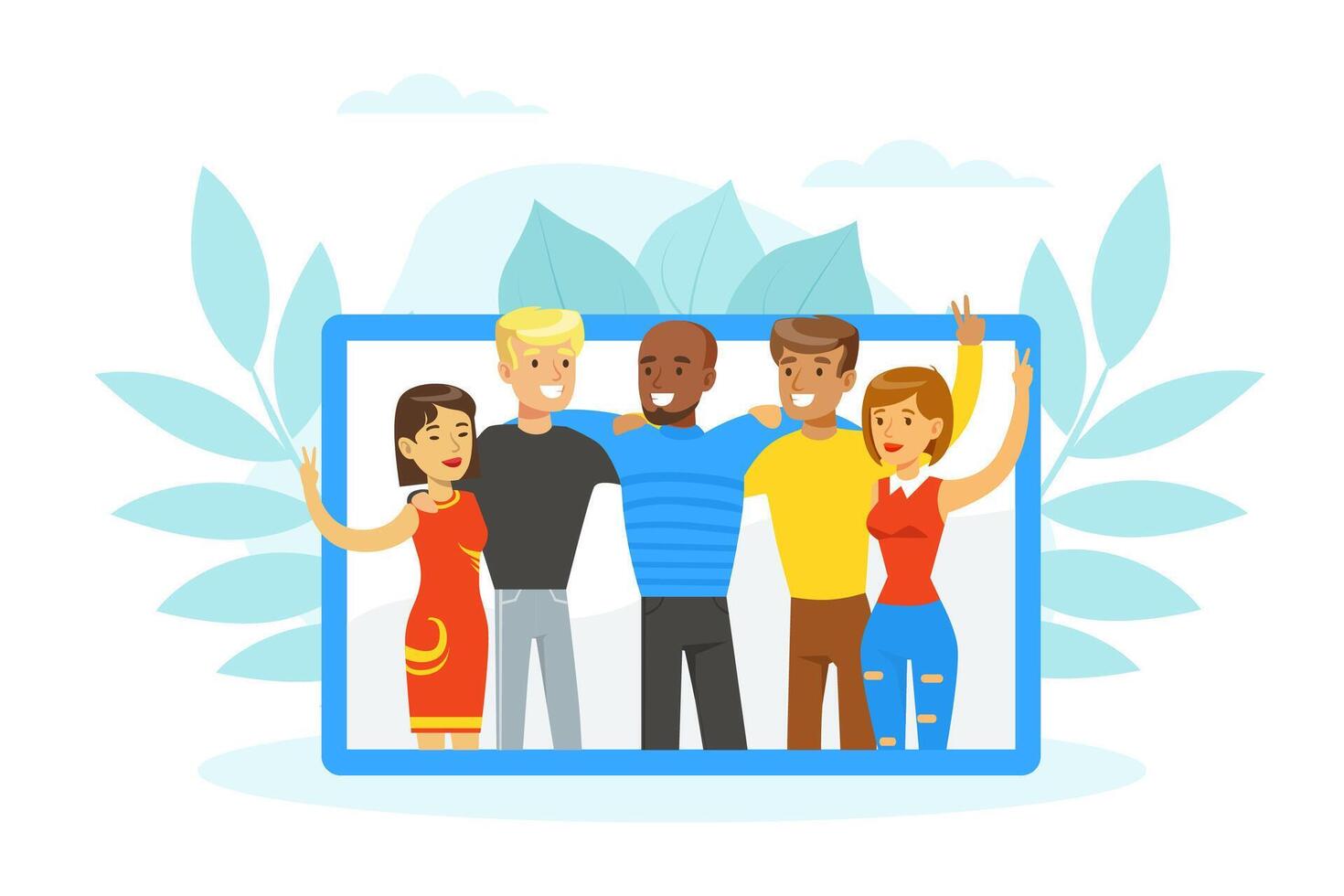 People of Various Nationalities Standing Together, Social Diversity, Independent, Equality Cartoon Illustration vector