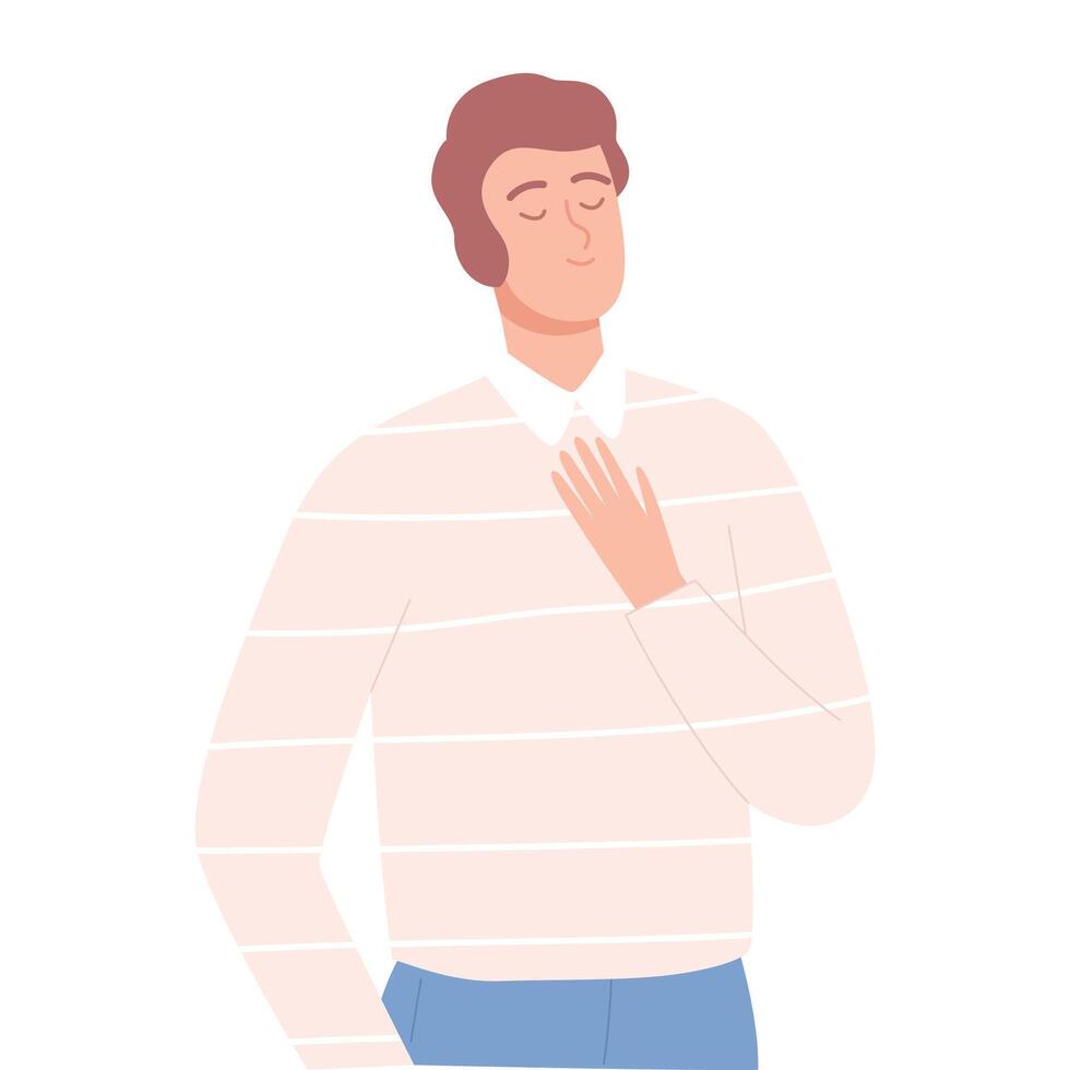 Young Man Dreaming about Something, People Imagination Concept Cartoon Style Illustration vector