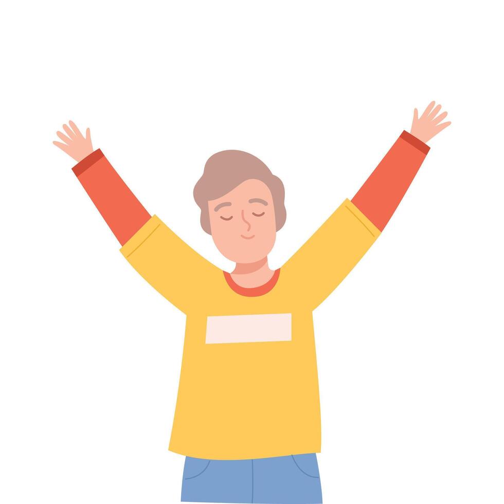 Happy Boy Dreaming about Something, Kids Imagination Concept Cartoon Style Illustration vector