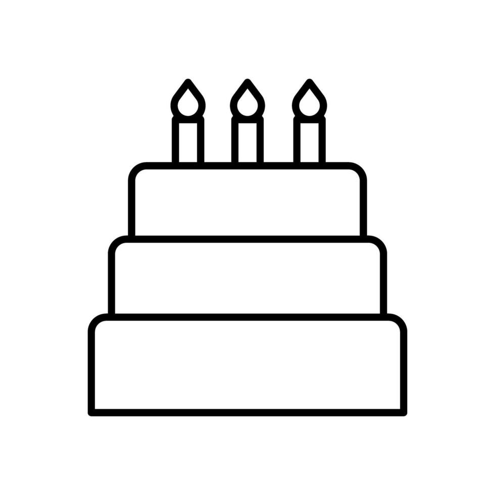 Birthday cake with candles icon over white background. Birthday illustration logo. design for web and apps. vector