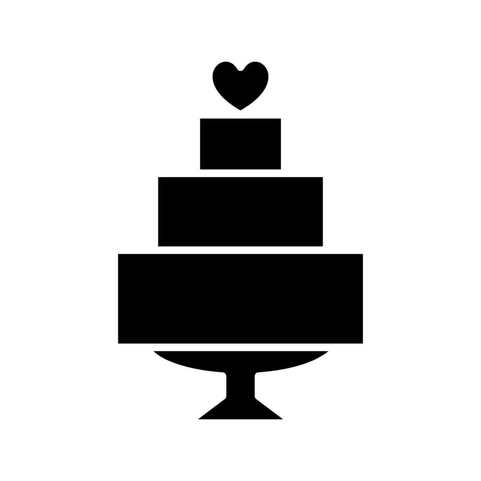 wedding cake web icon over white background, silhouette style, illustration. vector