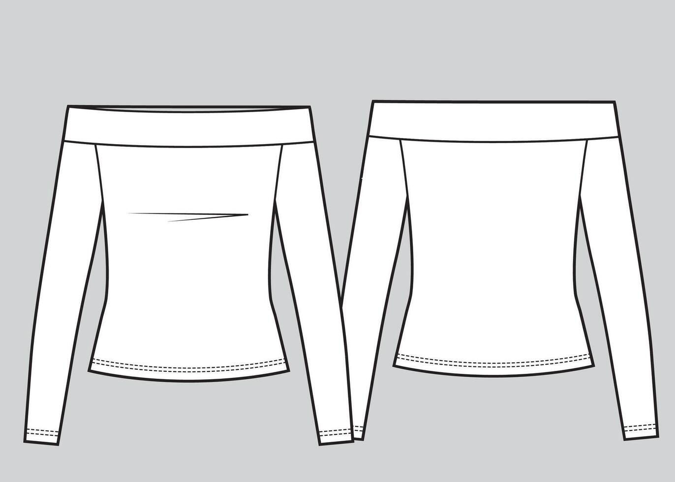 Off shoulder top technical fashion illustration vector