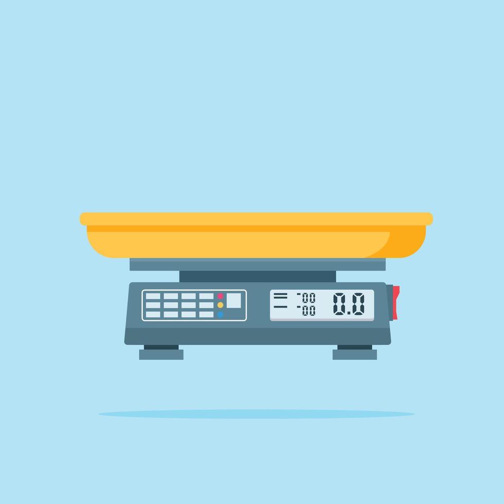 Digital Kitchen Scale illustration, Electronic Kitchen Scale tool. Digital scale icon design is suitable for digital and print design needs related to electronic scales. vector