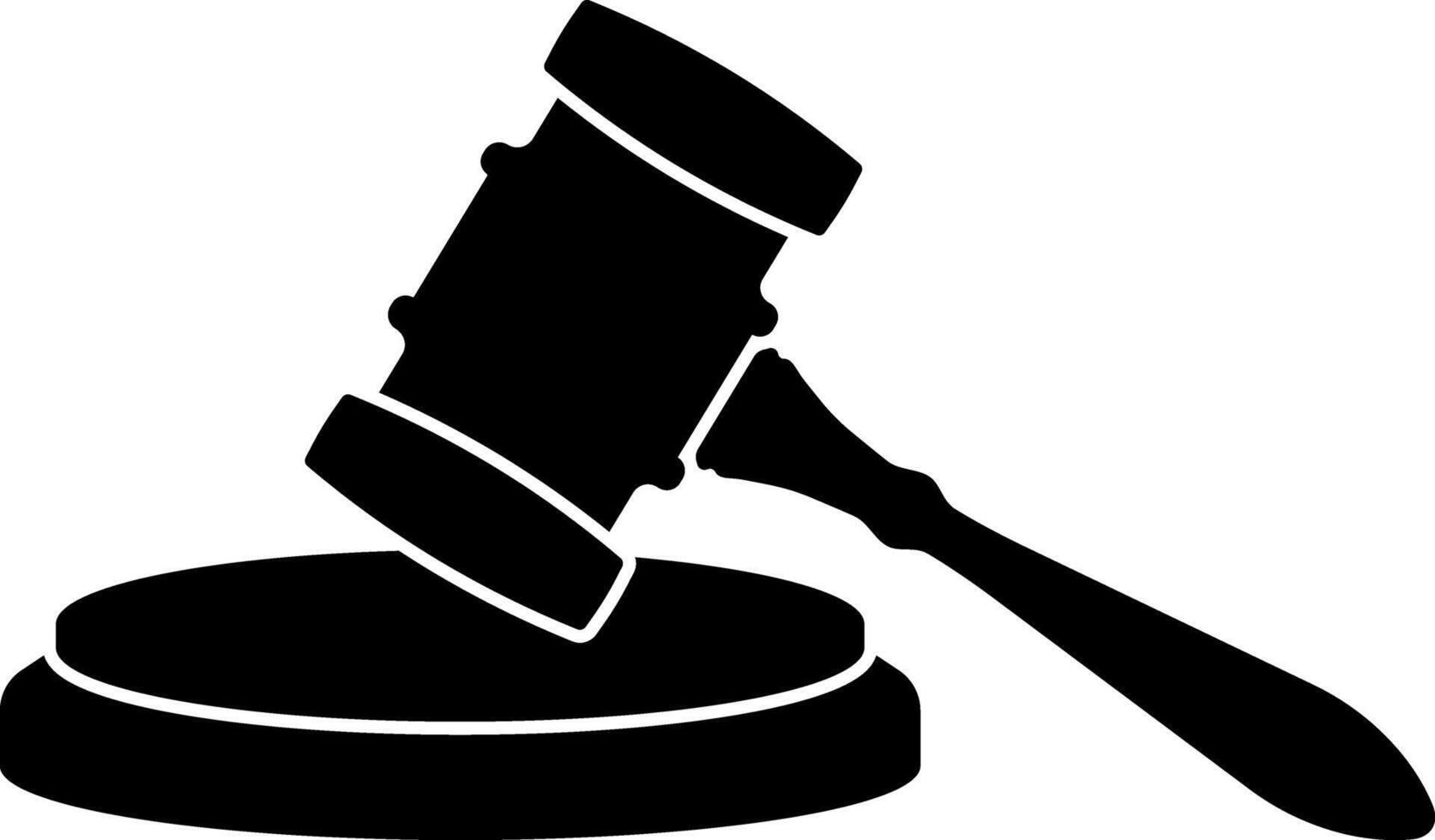 Minimalistic black icon of a judge's gavel in side view, simple silhouette design without background vector