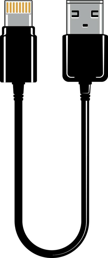 Minimalistic icon of charging cable with compact flat connector, suitable for modern smartphones, isolated without background. Ideal for tech and electronic content. vector