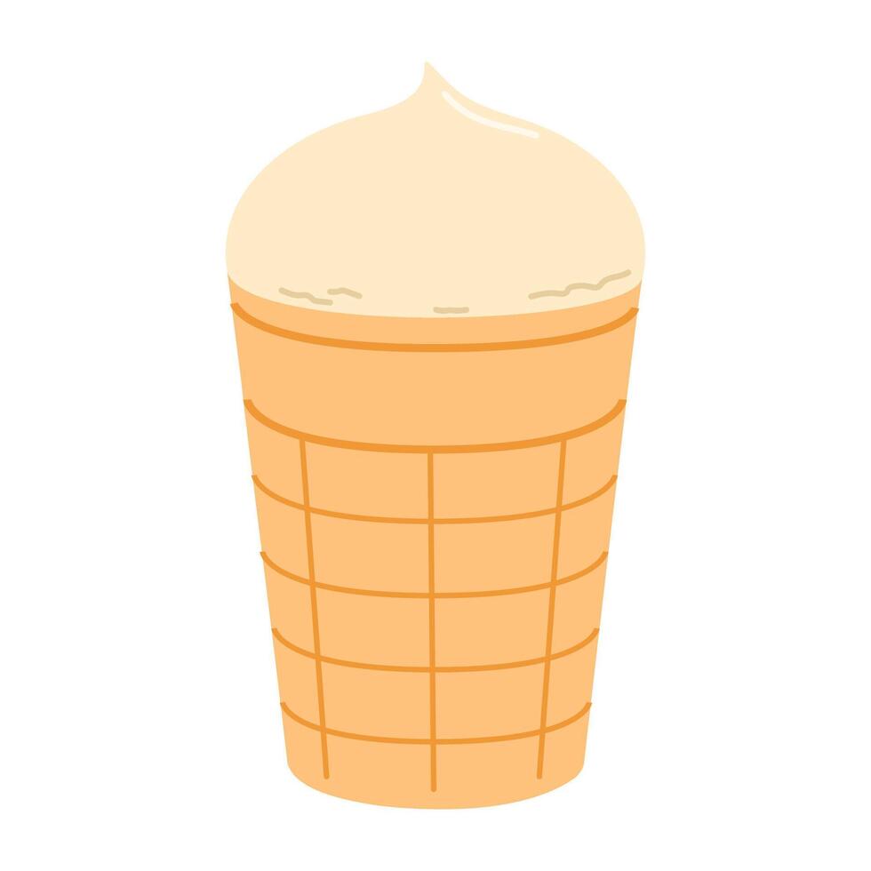 Vanilla ice cream cone. Flat isolated illustration vector