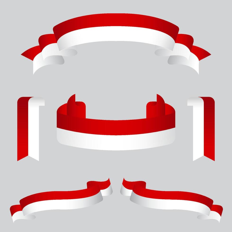 red and white ribbon with flag vector