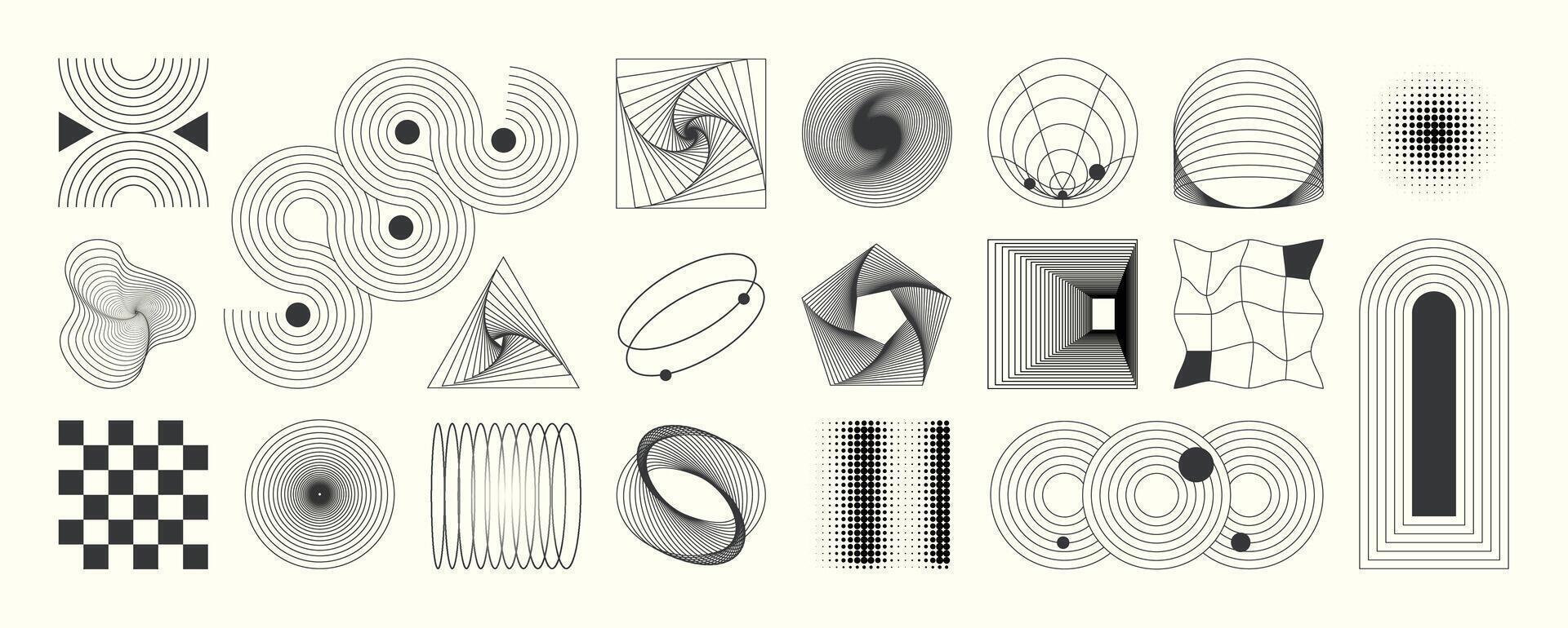 Abstract minimal element mid century wall art collection. vector
