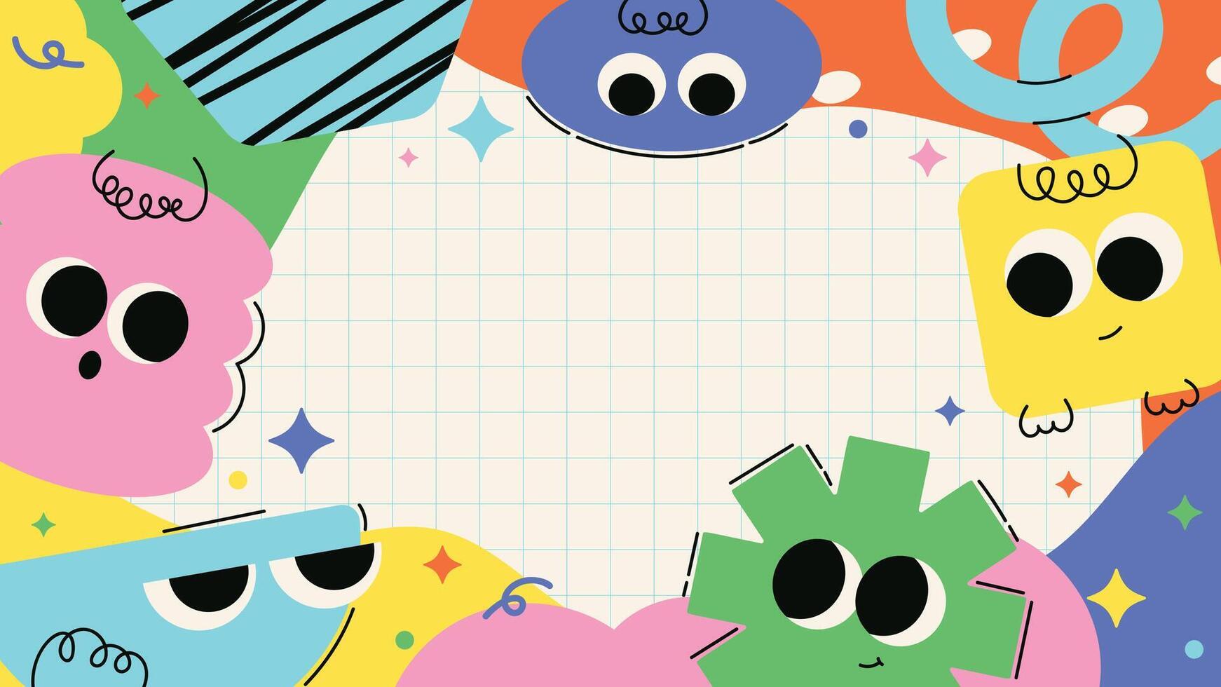 Colorful cartoon characters in a fun border vector