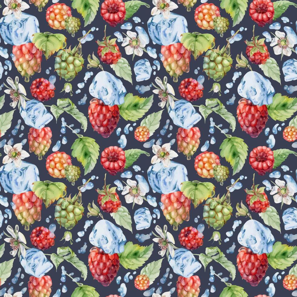 Berry and ice cream pattern design vector