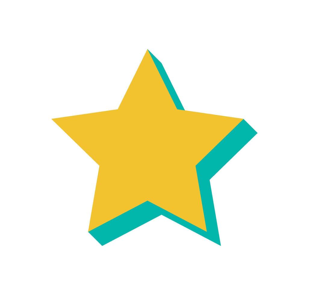 Bold brutalist star icon. Geometric abstract shape with flat design. Unique element with shadow, modern style, and y2k aesthetic. Ideal for creative projects and graphic applications. vector