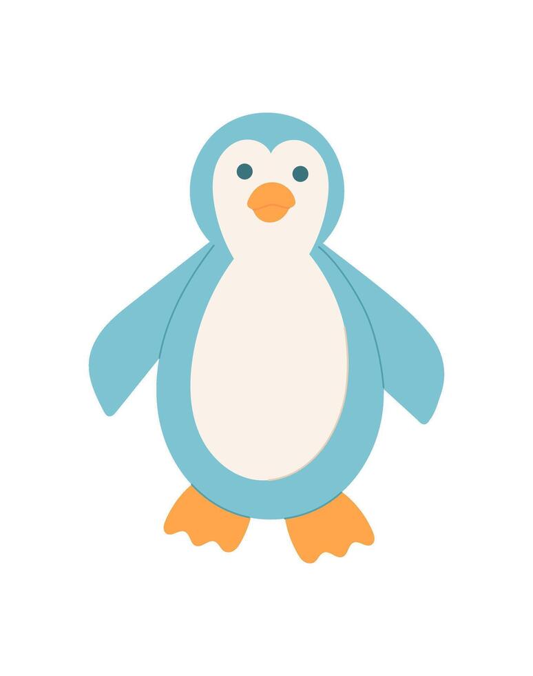 Flat cartoon penguin character designed for kids, perfect as a cute toy or icon. Creative concept of animal, ideal for DIY craft activities and children's workshops. vector