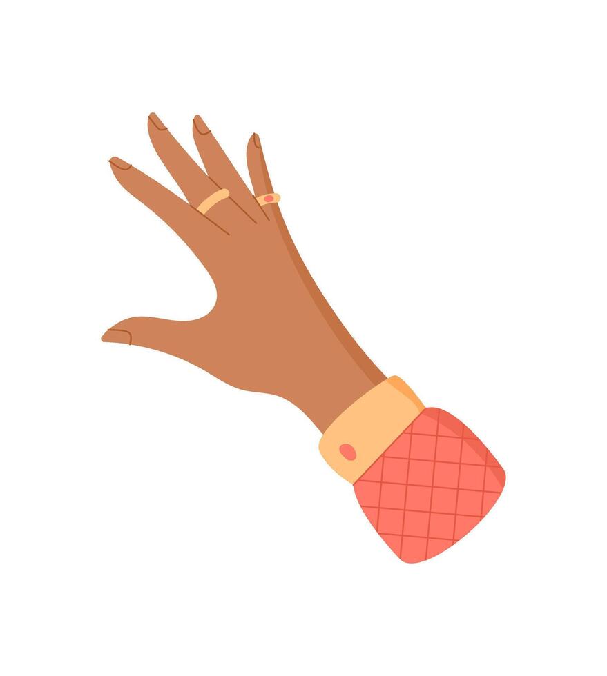 Hand of woman holding craft tool in a creative activity. Engaging in DIY craftwork with supplies and handmade elements. Concept of art and hobby, flat style, suitable for workshops or classes. vector