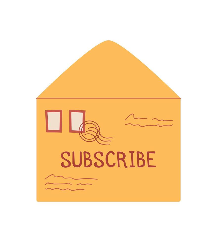 Vintage envelope with a letter and message in a doodle style. Flat card design features simple icon with creative elements. Suitable for post, greeting cards, and invitations. vector