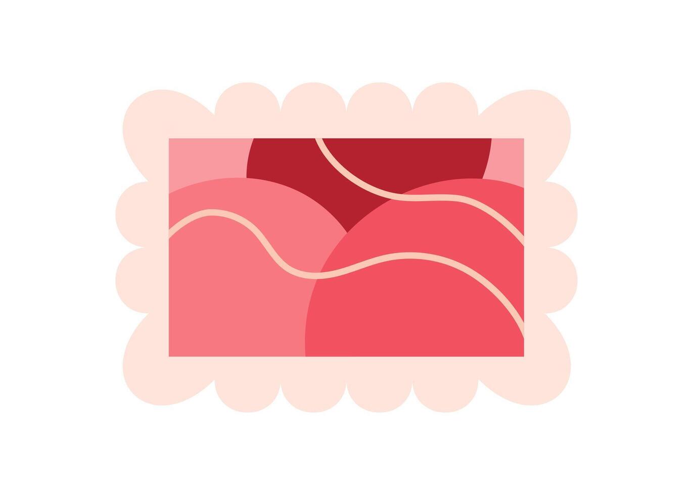 Flat cartoon stamp with heart and love themes, perfect for valentine celebrations. Cute romantic card icon ideal for greeting messages, gift invitations, and correspondence. vector