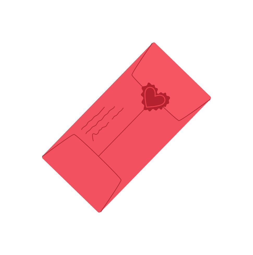 Handwritten message on cute valentine card in envelope with heart seal. Romantic concept of love and celebration for valentine day. Ideal for holiday invitations and correspondence. vector