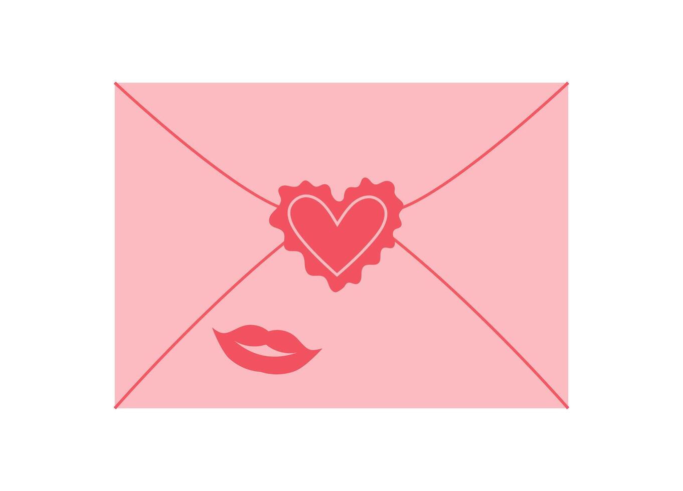 Cute envelope with heart and love card for romantic holiday. Charming valentine message with flat design on pink background. Ideal for celebrating special occasions or gifts. vector