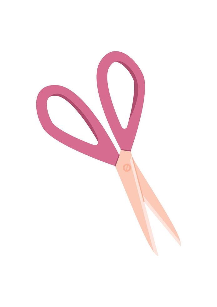 Cute pink scissors for craft and handmade projects. Ideal for creating love notes, greeting cards, and envelopes. Concept of creativity, gifts, love. vector
