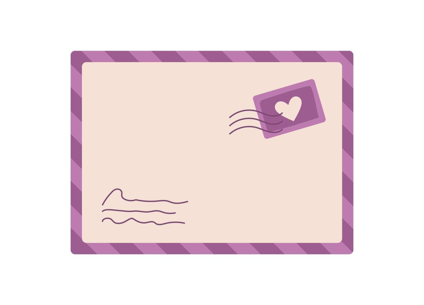 Cute heart love card with envelope, designed in flat style. Romantic message in cute note for Saint Valentine day. Ideal for greetings, invitations, and expressions of love. vector