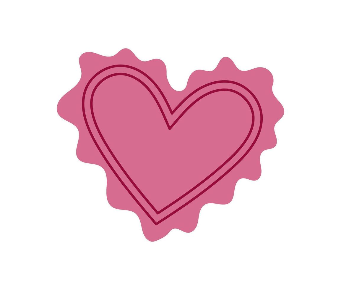 Pink heart wax seal with melted edges symbolizes love and romance. Cute handmade card or envelope perfect for valentine celebration, ideal for invitations, messages, and creative correspondence. vector