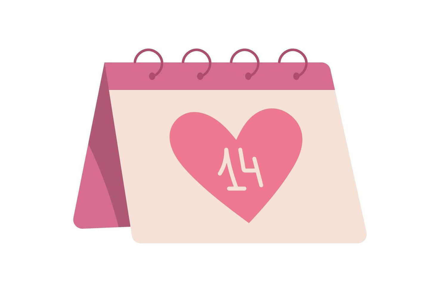 Cute heart calendar with number 14 for Valentine's Day celebration. Pink calendar icon for holiday, love, and romance. Ideal greeting cards, invitations, and decorative stationery. vector