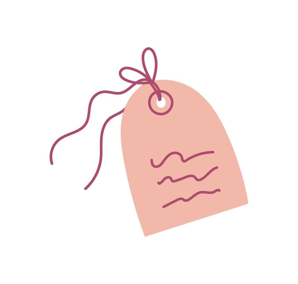 Cute pink note tagwith envelope and message expressing love for holiday celebration. Ideal for romantic themes, greeting messages, invitations, and flat stationery designs. vector