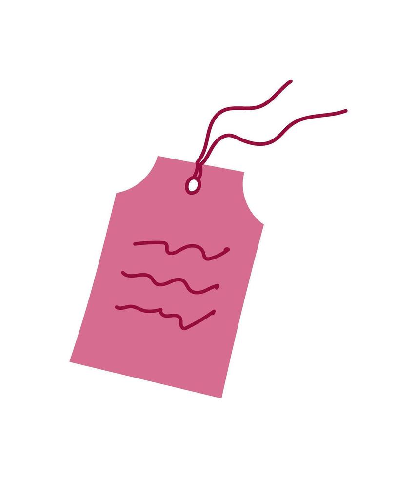 Cute pink tag with heart note or message, perfect for expressing love and affection. Handmade envelope design with doodle style, ideal for valentine day or romantic celebrations. vector