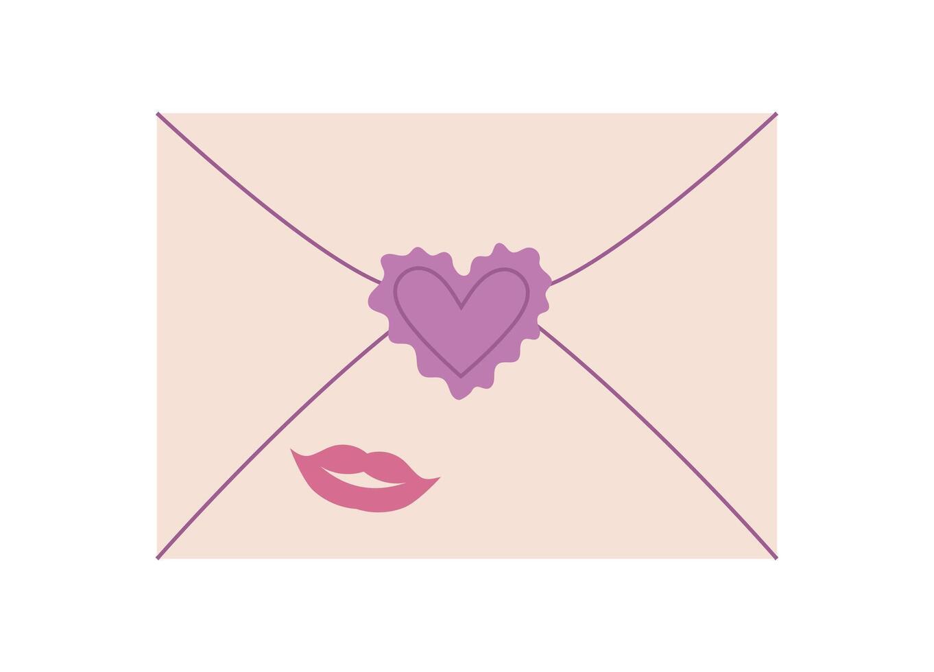 Heart shaped card with cute message in pink envelope. Romantic letter for valentine's day celebration, flat cartoon design for creative stationery. Ideal greeting and postal correspondence. vector