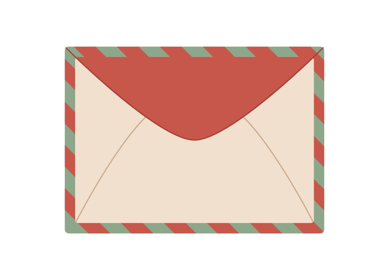 Flat vintage envelope and card with holiday theme, featuring a note and message for delivery. Concept of love, romance, holiday greetings, ideal for creative stationery use. vector