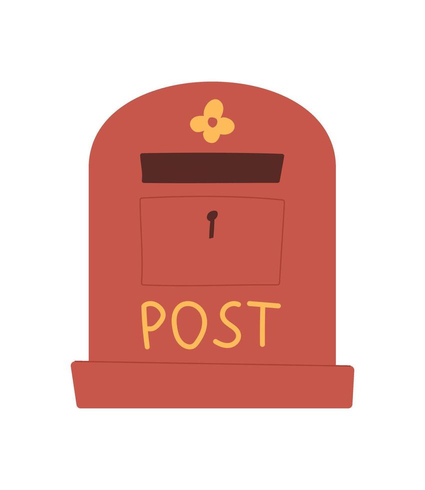 Vintage mailbox icon with sealed post for sending letters and messages. Cartoon graphic style representation of correspondence and mail delivery. Concept of communication, flat design, suitable for vector